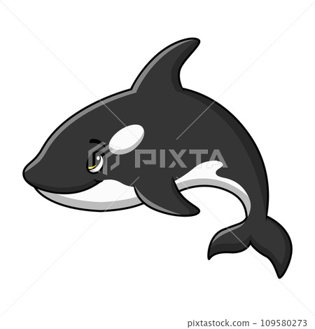 Cute killer whale cartoon on white background 109580273