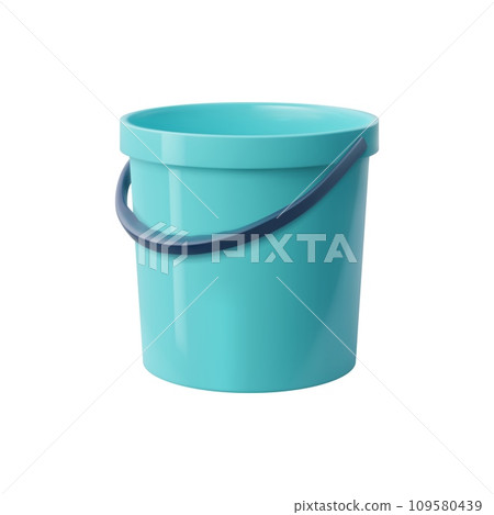 Realistic bucket, plastic container or bin. Isolated 3d vector pail, versatile, sturdy can with handle, used for carrying, storing, and organizing items, ideal for various household and outdoor tasks 109580439
