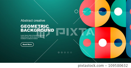 Simple circles and round elements pattern. Minimalist design geometric landing page. Creative concept for business, technology, science or print design Simple circles and round elements pattern. Minimalist design geometric landing page. Creative concept for business, technology, science or print design 109580632