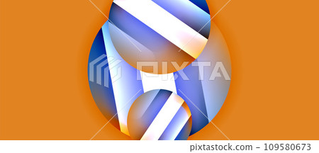 Glossy metal glowing circles geometric background. Minimal abstract composition. Vector illustration For Wallpaper, Banner, Background, Card, Book Illustration, landing page Glossy metal glowing circles geometric background. Minimal abstract composition. Vector illustration For Wallpaper, Banner, Background, Card, Book Illustration, landing page 109580673