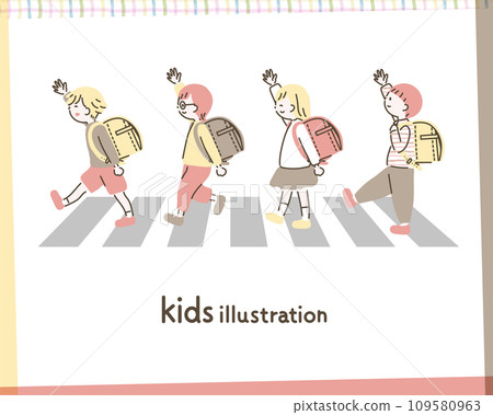 兒童舉手過行人穿越道插畫_2 兒童舉手過行人穿越道插畫_2 109580963