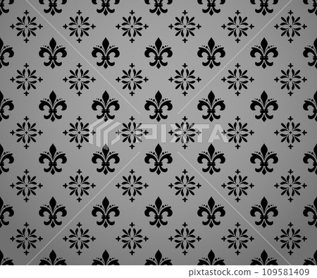 Flower geometric pattern. Seamless vector background. Gray and black ornament 109581409