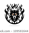 火焰中的黑狼圖標 109581644