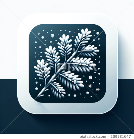 Snowy pine branch icon Snowy pine branch icon 109581647
