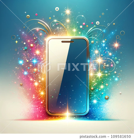 Shining smartphone and stardust icon Shining smartphone and stardust icon 109581650