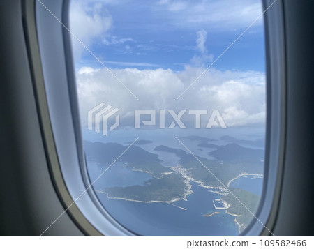 View of the Goto Islands from an airplane 109582466
