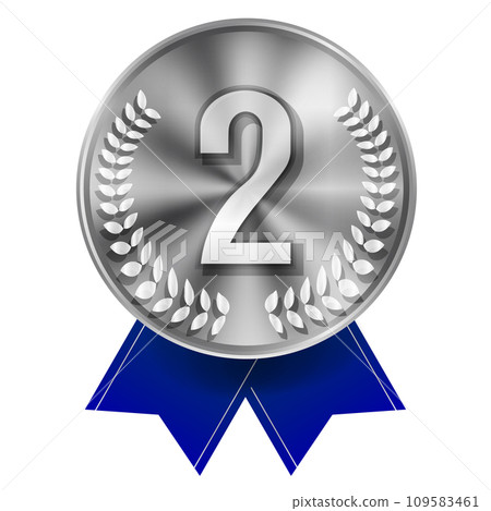 Medal Ribbon Silver Laurel Icon 109583461