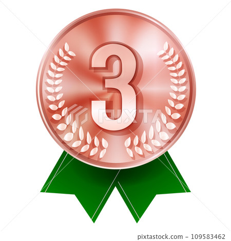 獎牌絲帶銅月桂樹圖標 109583462