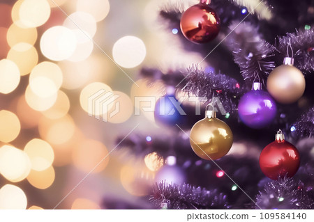 Christmas tree and ball bokeh background 109584140