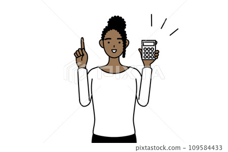 African woman pointing with a calculator 109584433