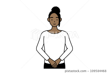 African woman bowing with folded hands 109584468