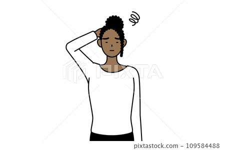 African woman scratching her head in trouble African woman scratching her head in trouble 109584488