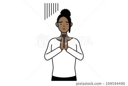 非洲婦女雙手合十在身前道歉 109584490