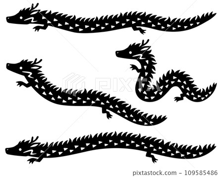 Dragon silhouette illustration set Dragon silhouette illustration set 109585486
