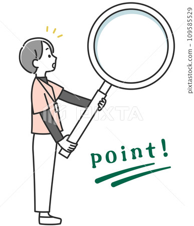 Female medical staff with a magnifying glass Female medical staff with a magnifying glass 109585529