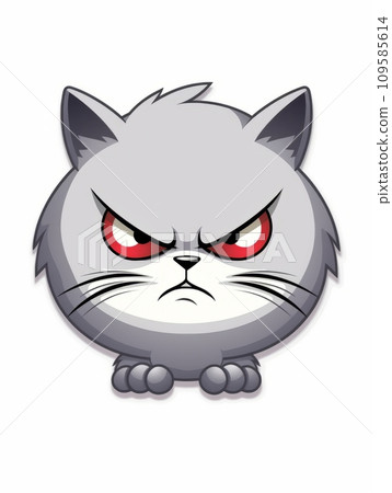 AI-generated content. Evil Kitten sticker in cartoon style isolated, AI 109585614