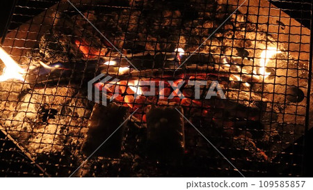 After the barbecue, roast the mochi over the embers 109585857