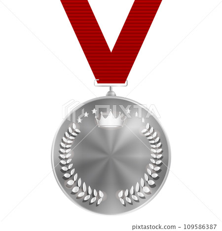 Medal Ribbon Silver Laurel Icon 109586387