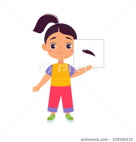 Little Girl Holding Card with Eyebrow Body Part Vector Illustration Little Girl Holding Card with Eyebrow Body Part Vector Illustration 109586910
