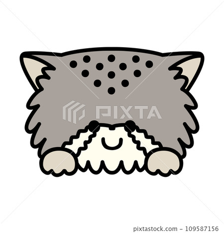 Cute manul cat showing its face Cute manul cat showing its face 109587156
