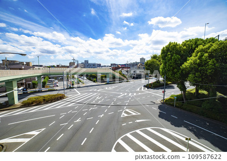 Three-way intersection around the unmanned Hasune pedestrian bridge Three-way intersection around the unmanned Hasune pedestrian bridge 109587622