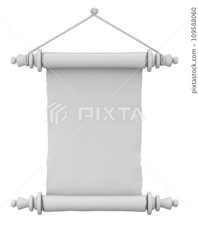 Clay render of vintage scroll paper isolated on white background - 3D illustration Clay render of vintage scroll paper isolated on white background - 3D illustration 109588060