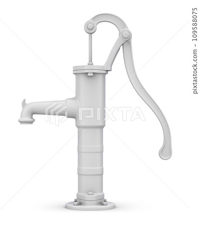 Clay render of vintage water pump - 3D illustration Clay render of vintage water pump - 3D illustration 109588075