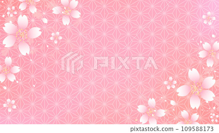 櫻花和麻葉圖案框架背景16:9 櫻花和麻葉圖案框架背景16:9 109588173