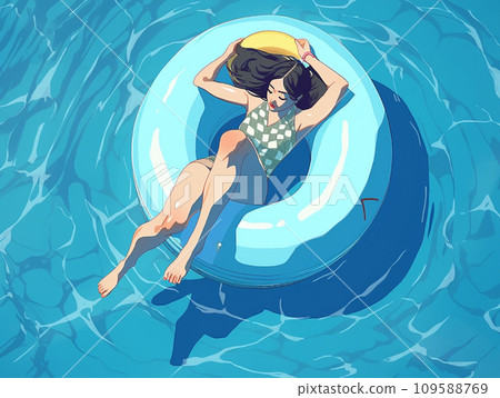 在游泳池裡游泳的女孩 在游泳池裡游泳的女孩 109588769