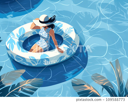 Girls swimming in the pool 109588773