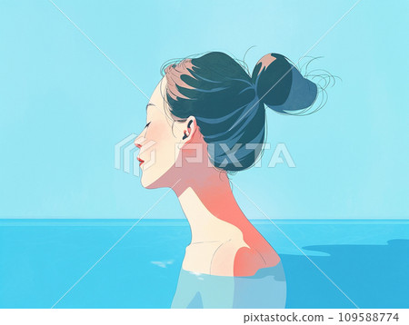 在游泳池裡游泳的女孩 在游泳池裡游泳的女孩 109588774