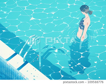 在游泳池裡游泳的女孩 在游泳池裡游泳的女孩 109588776
