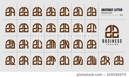 Set of geometric curve abstract shape letter Z ZZ logo design 109588974