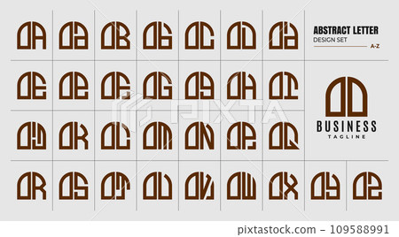 Set of geometric curve abstract shape letter O OO logo, number 0 00 design 109588991