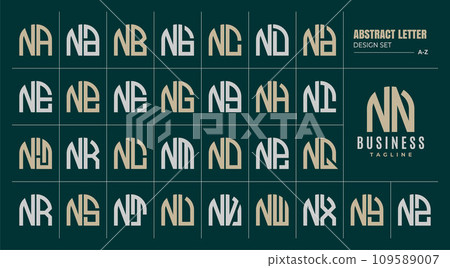 Curve line abstract shape letter N NN logo design set Curve line abstract shape letter N NN logo design set 109589007