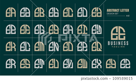 Curve line abstract shape letter E EE logo design set Curve line abstract shape letter E EE logo design set 109589015