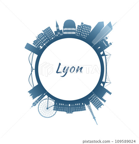 Lyon skyline with colorful buildings.  109589024