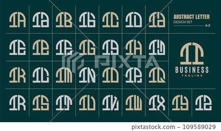 Curve line abstract shape letter I II logo design set 109589029