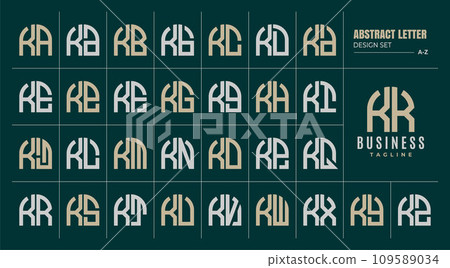 Curve line abstract shape letter K KK logo design set Curve line abstract shape letter K KK logo design set 109589034