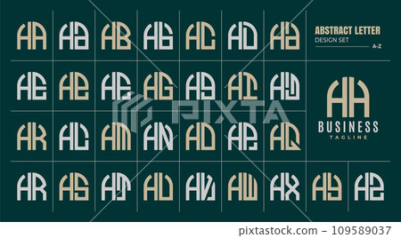 Curve line abstract shape letter H HH logo design set Curve line abstract shape letter H HH logo design set 109589037