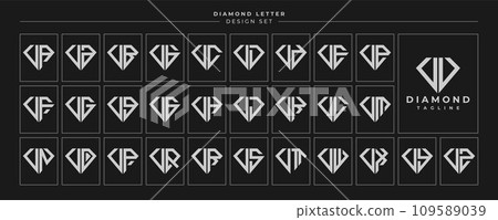 Set of luxury diamond crystal letter V VV logo design Set of luxury diamond crystal letter V VV logo design 109589039