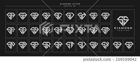Set of luxury diamond crystal letter S SS logo design Set of luxury diamond crystal letter S SS logo design 109589042