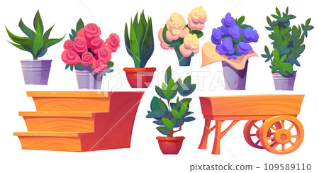 Flower shop interior elements set Flower shop interior elements set 109589110