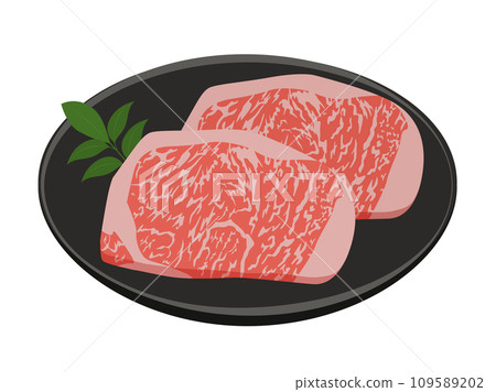 Illustration of beef on a plate Illustration of beef on a plate 109589202