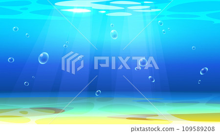 Sandy seabed under water layer with bubbles 109589208