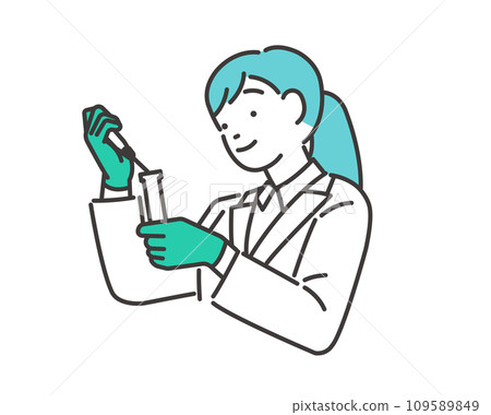 Vector illustration material of a researcher conducting an experiment with an examiner and a pipette Vector illustration material of a researcher conducting an experiment with an examiner and a pipette 109589849
