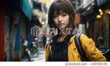 Captivating urban portrait of a young Japanese woman Captivating urban portrait of a young Japanese woman 109590150