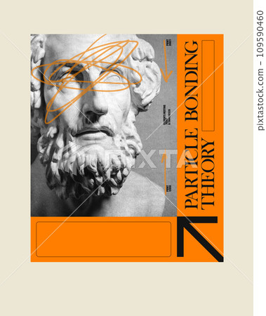 Antique statue bust with doodles. Poster for event. Philosophical quotation. Contemporary art collage. Brutalism, urban style 109590460
