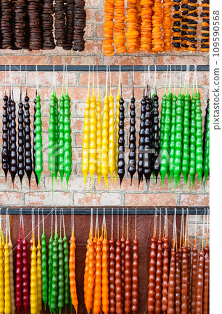 various Kakhetian churchela in village in Georgia 109590568