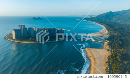 Aerial view of sunrise over sea landscape 109590845